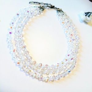 Beautiful Vintage Triple Strand Crystal Choker